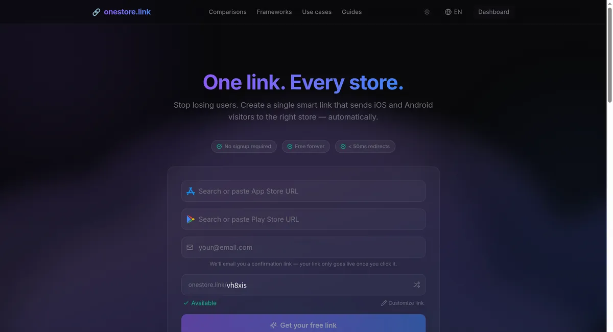 Le produit OneStore.link, en ligne.